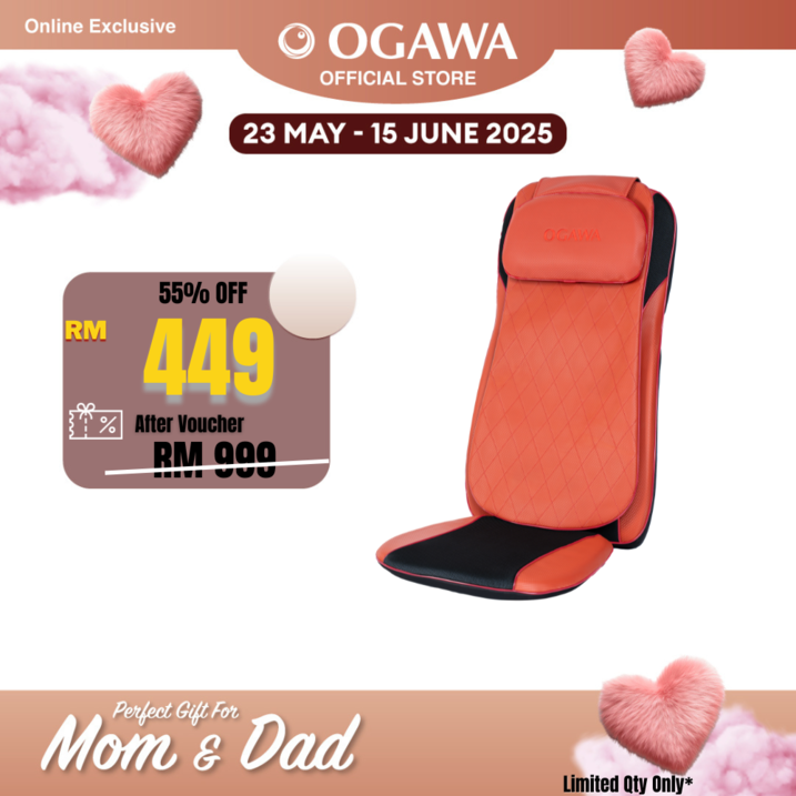 [Apply Code: 5EP60] OGAWA Mobile Seat XE Duo Pro Portable Massage Cushion (Cherry Red)*